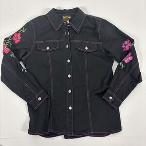 Bob Mackie Wearable Art Shirt Jacket Button-Up Embroidered Size M